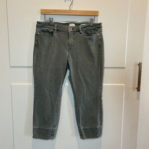 J.Jill Denim Gray Authentic Fit Cropped Jeans Frayed Hem Petite Size 8P